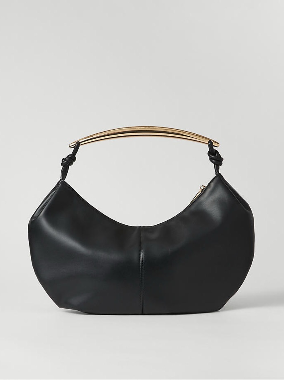 Ann Taylor Classic Black Crescent Shoulder Bag with Gold Handle